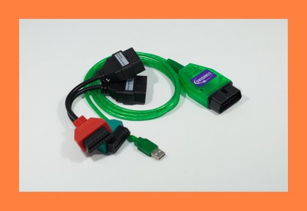 KKL Interface K609 + adapter green / red for vehicles with KKL mode!